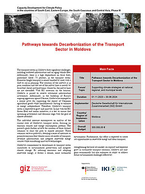 Cover Factsheet giz Pathways decarbonization transport Moldovat