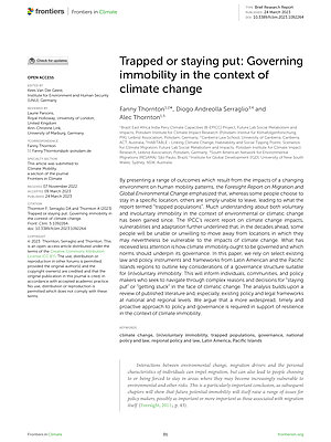 Cover "Trapped or staying put: Governing immobility in the context of climate change"t