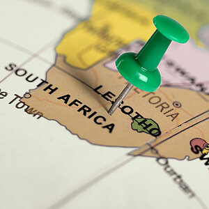 Weltkarte, Südafrika ist markiertt