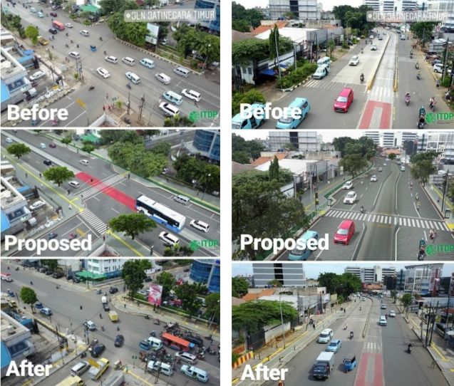 Sidewalk improvement in Jakarta assisted by ITDP. (Photo: ITDP Indonesia)