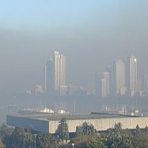 Skyscrapers in smog