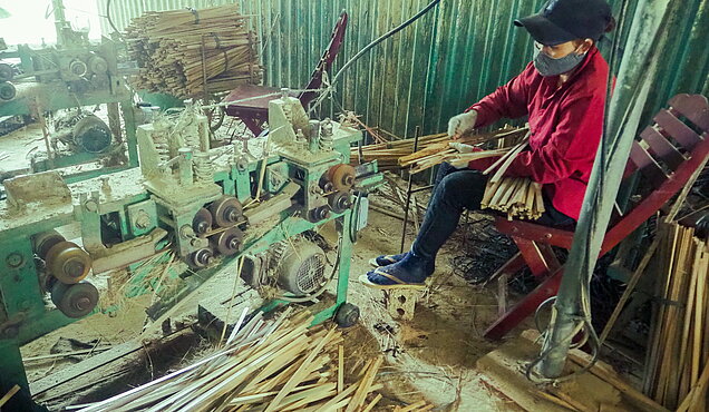 Bamboo pre-processing unit in Chau Thang Commune, Nghe An Province, Viet Nam Photo: RECOFTC