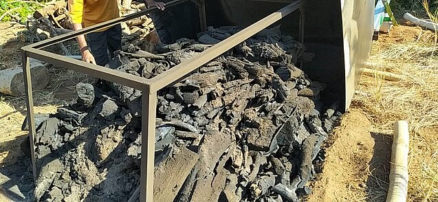 ADAM box kiln for charcoal production. Photo: GIZ Ghana